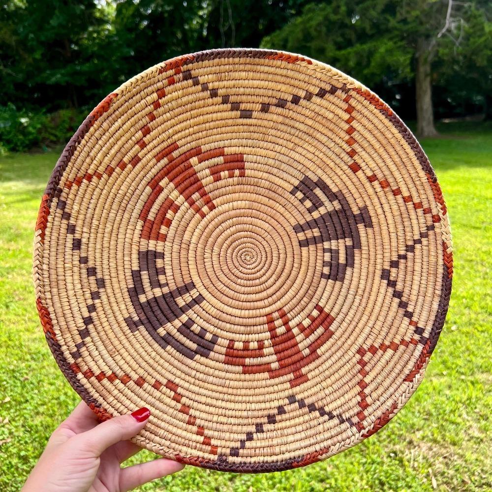 Vintage Native American Coiled Basket Wall Decor